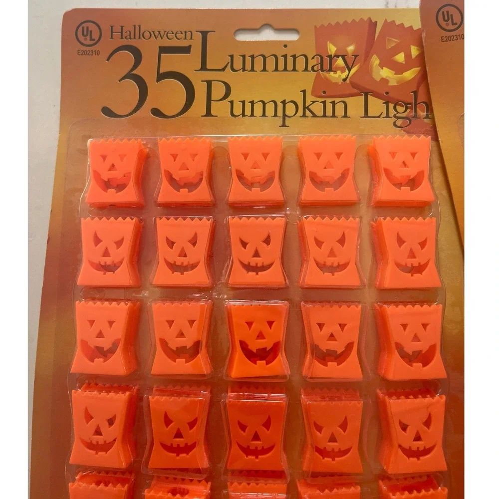 Vintage Kmart Halloween 35 Blinking Luminary Pumpkin Lights Indoor Outdoor New
